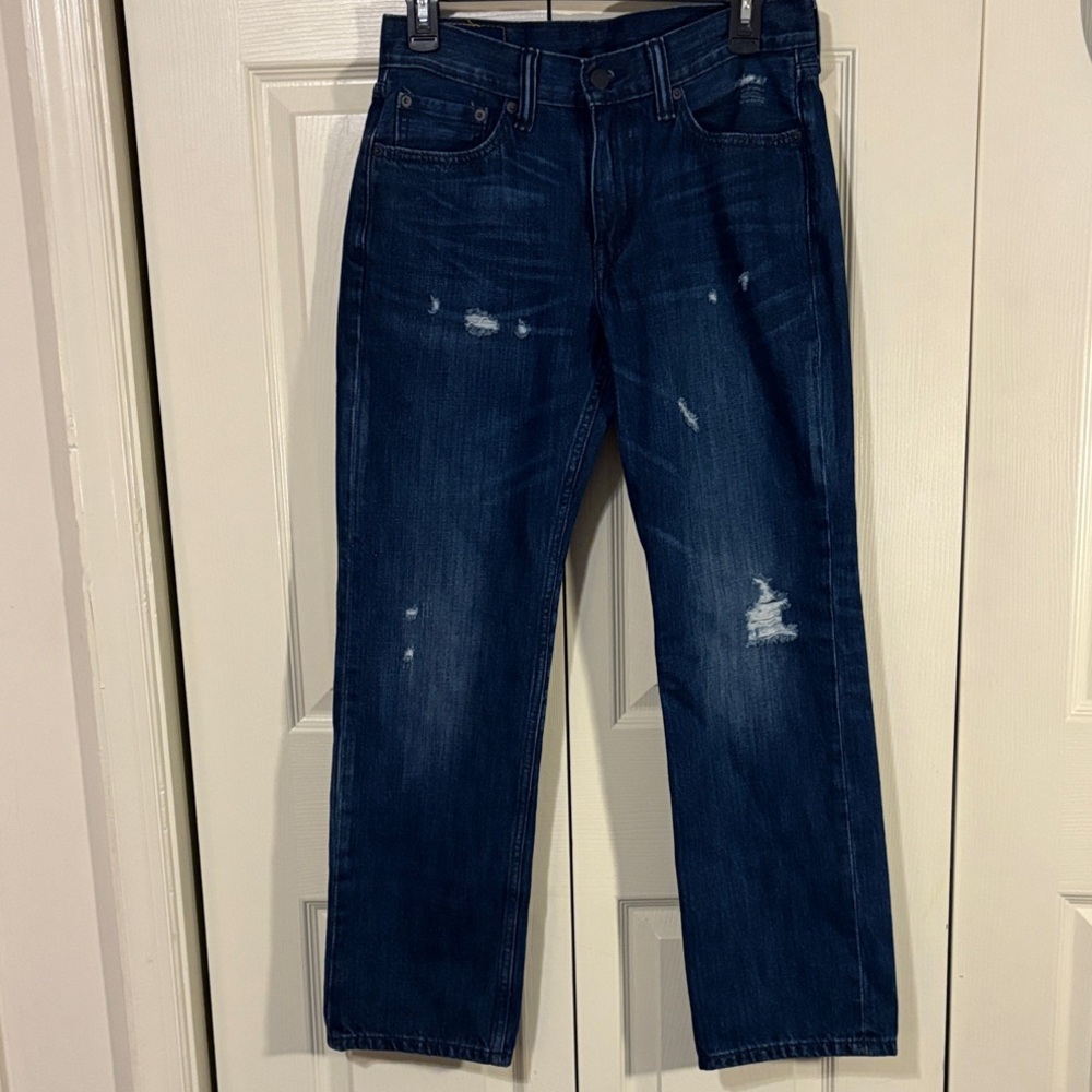 Levi's 514 Men's Dark washed Blue Straight leg Jeans 30 x 30 distressed red tag